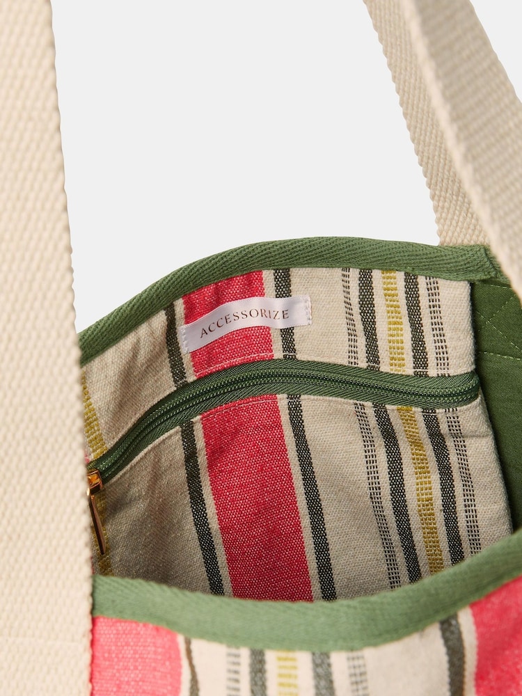 Accessorize Natural Stripe Canvas Tote Bag - Image 2 of 2