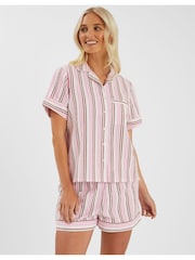 Accessorize Pink Stripe Seersucker Short Pyjamas Set - Image 1 of 4
