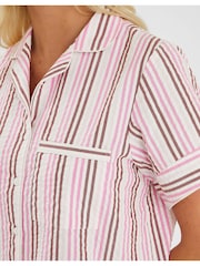Accessorize Pink Stripe Seersucker Short Pyjamas Set - Image 3 of 4