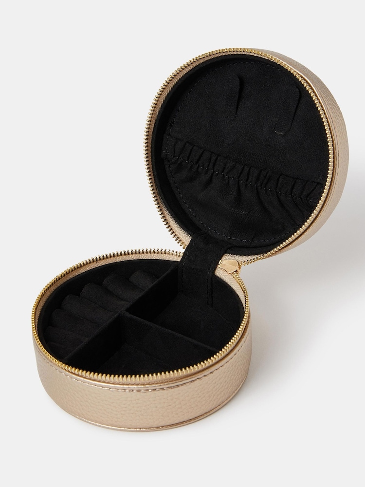 Accessorize Gold Round Metallic Jewellery Box - Image 2 of 2