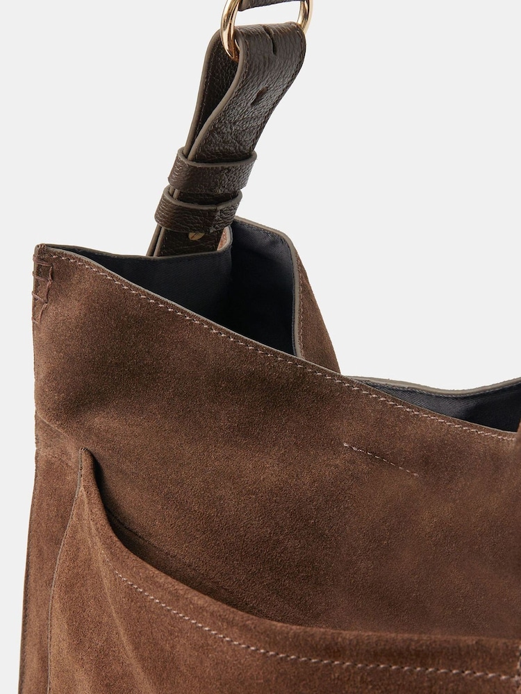 Accessorize Brown Large Pocket Suede Shoulder Bag - Image 2 of 2