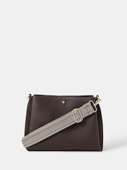 Accessorize Brown Webbing Strap Cross-Body Bag - Image 1 of 4