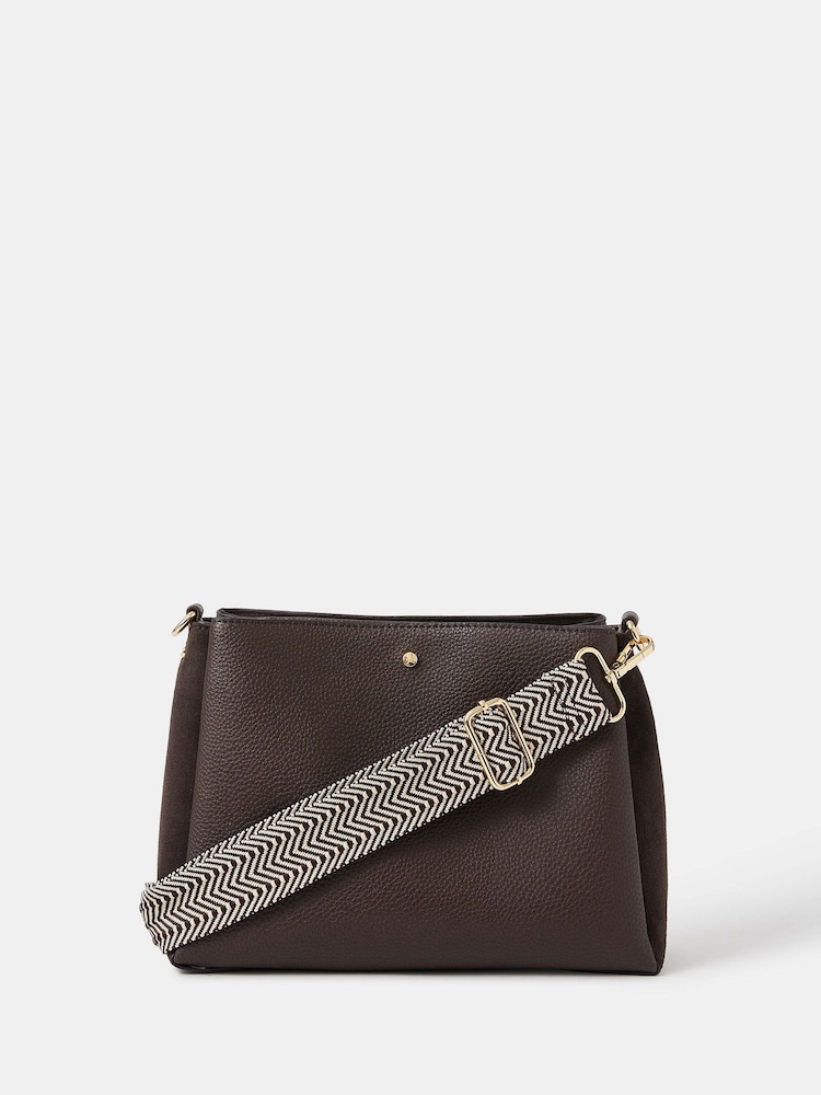 Accessorize Brown Webbing Strap Cross-Body Bag - Image 1 of 4