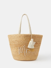 Accessorize Natural Mrs Jute Beach Bag - Image 1 of 3