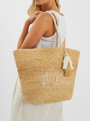 Accessorize Natural Mrs Jute Beach Bag - Image 3 of 3