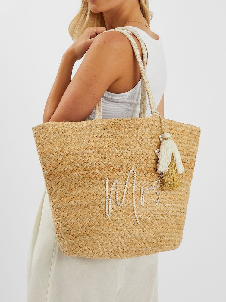 Accessorize Natural Mrs Jute Beach Bag - Image 3 of 3