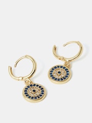 Accessorize 14ct Gold Evil Eye Hoop Earrings - Image 1 of 2