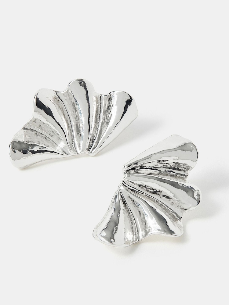 Accessorize Silver Tone Fan Stud Earrings - Image 1 of 1