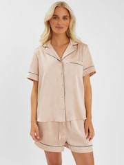 Accessorize Brown Satin Short Pyjamas Set - Image 1 of 3