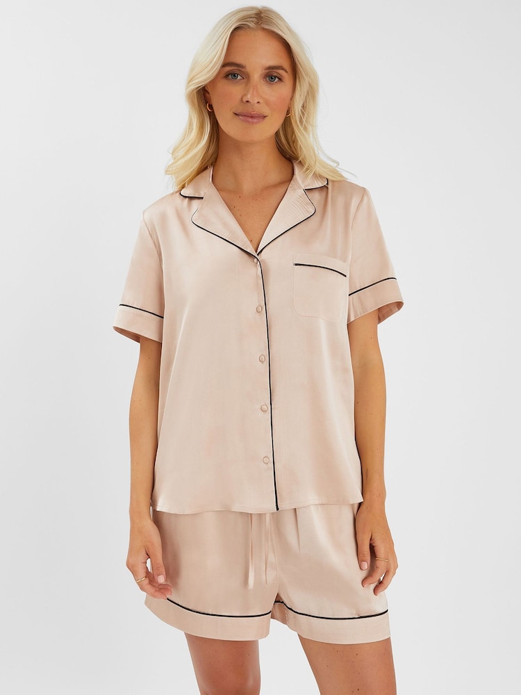 Accessorize Brown Satin Short Pyjamas Set - Image 1 of 3