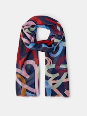 Accessorize Black Lightweight Heart Print Scarf - Image 1 of 1