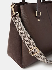 Accessorize Brown Webbing Strap Faux Leather Shoulder Bag - Image 2 of 4