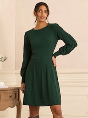Love & Roses Forest Green Scallop Knitted Mini Dress - Image 3 of 4