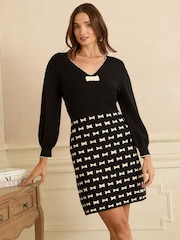 Love & Roses V-Neck Knnited Mini Dress - Bild 1 von 4