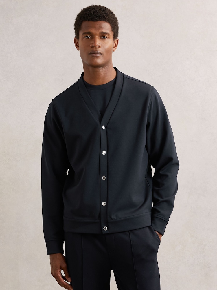 Reiss Navy Casson Cardigan - Image 1 of 6 Reiss Navy Casson Cardigan - Image 1 of 6