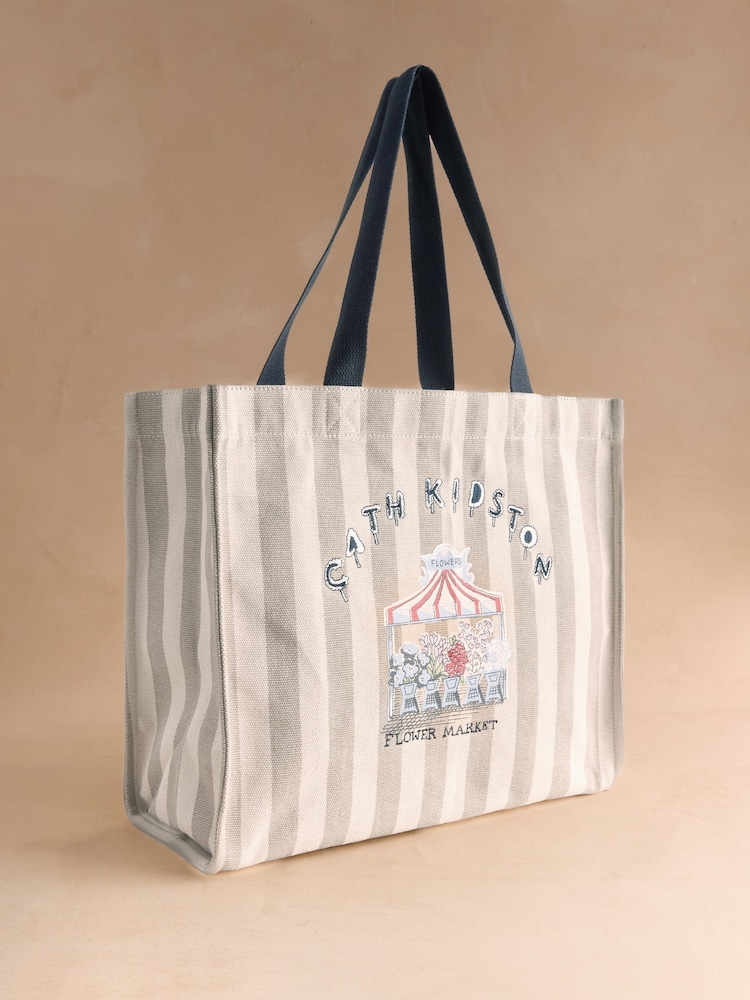 Cath Kidston Blue Flower Market Large Canvas Tote Bag - Image 1 of 3 Cath Kidston Blue Flower Market Large Canvas Tote Bag - Image 1 of 3