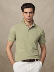 Hackett Classic Fit Green Short Sleeve Madras Trim Polo Shirt - Image 1 of 6
