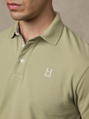 Hackett Classic Fit Green Short Sleeve Madras Trim Polo Shirt - Image 2 of 6