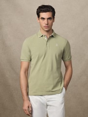 Hackett Classic Fit Green Short Sleeve Madras Trim Polo Shirt - Image 3 of 6