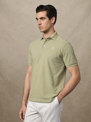 Hackett Classic Fit Green Short Sleeve Madras Trim Polo Shirt - Image 4 of 6