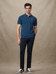 Hackett Classic Fit Blue Short Sleeve Madras Trim Polo Shirt - Image 5 of 6