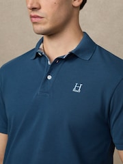 Hackett Classic Fit Blue Short Sleeve Madras Trim Polo Shirt - Image 6 of 6
