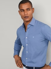 Hackett Tailored Fit Blue Garment Dyed Poplin Shirt - Image 1 of 6
