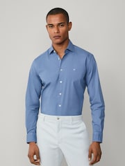 Hackett Tailored Fit Blue Garment Dyed Poplin Shirt - Image 2 of 6