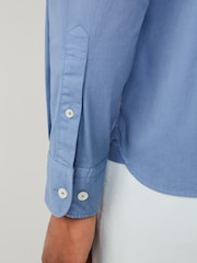 Hackett Tailored Fit Blue Garment Dyed Poplin Shirt - Image 5 of 6