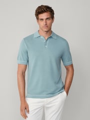 Hackett Blue Short Sleeve Textured Knitted Polo Shirt - Image 2 of 5