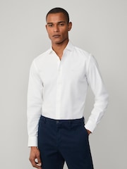 Hacket Tailored Fit Blue Garment Dyed Poplin Shirt - Image 2 of 6