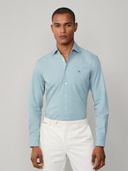 Hacket Tailored Fit Blue Garment Dyed Poplin Shirt - Image 2 of 6