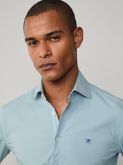 Hacket Tailored Fit Blue Garment Dyed Poplin Shirt - Image 3 of 6