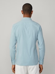 Hacket Tailored Fit Blue Garment Dyed Poplin Shirt - Image 4 of 6