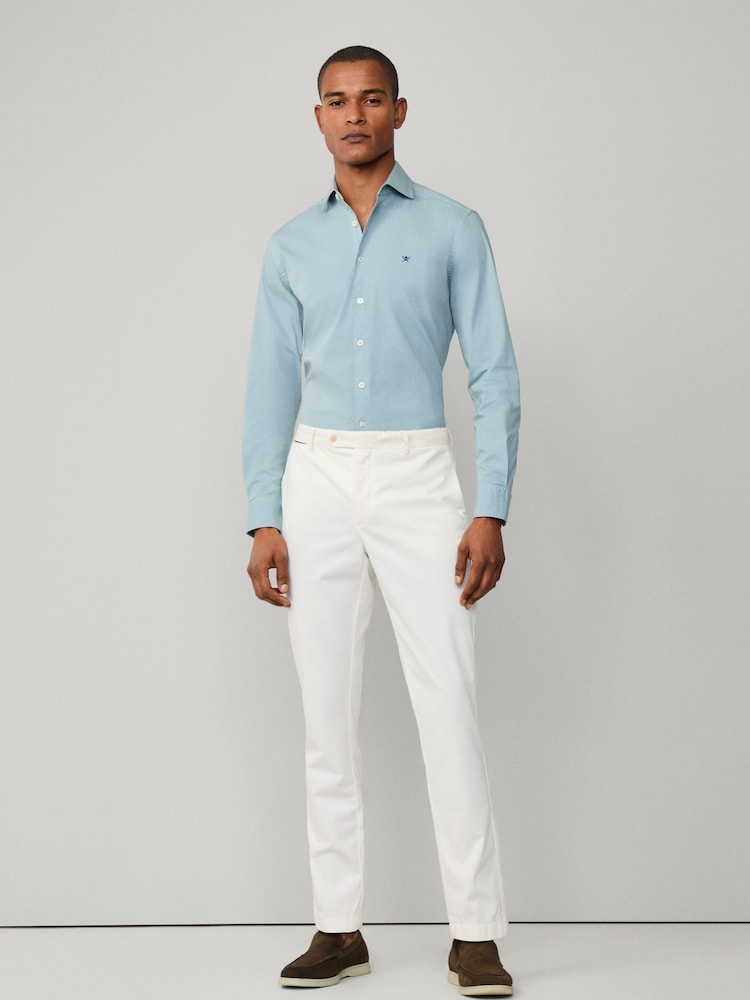 Hacket Tailored Fit Blue Garment Dyed Poplin Shirt - Image 6 of 6