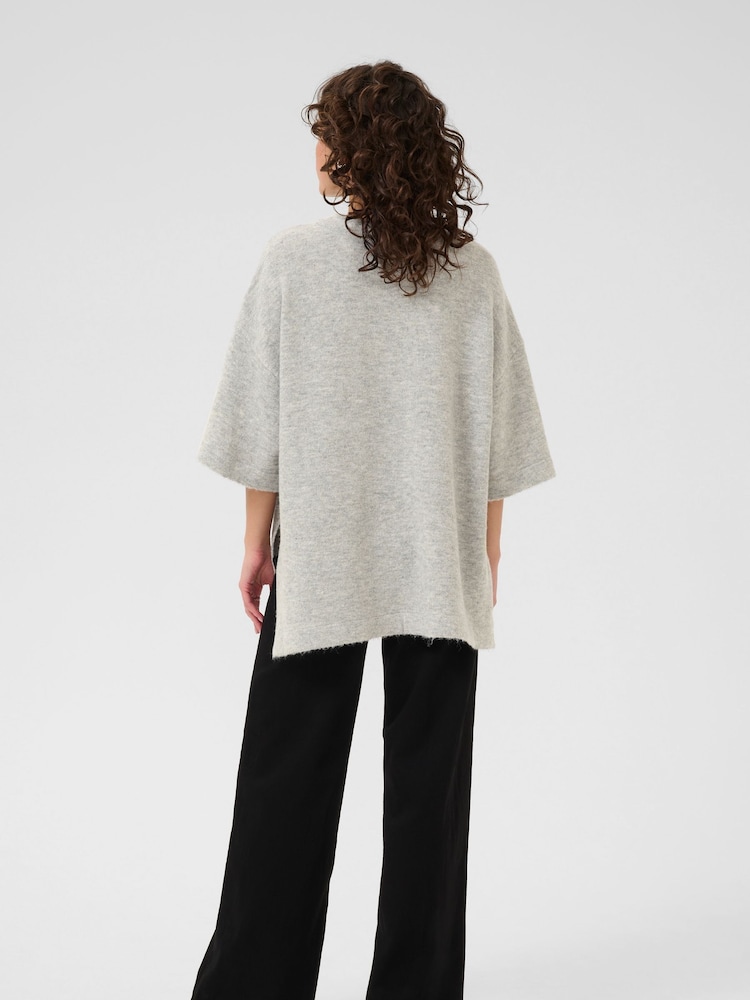 Kaffe Loose Fit Grey KAniel 3/4 Sleeve Jumper - Image 2 of 6
