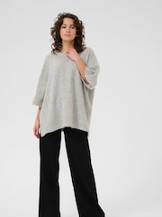 Kaffe Loose Fit Grey KAniel 3/4 Sleeve Jumper - Image 3 of 6