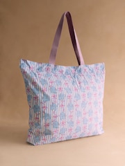 Cath Kidston Blue Nana Elephant Print Large Foldaway Tote Bag - Image 1 of 3