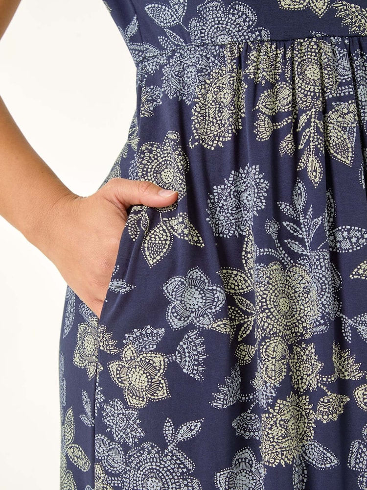 Roman Petite Floral Print Midi Stretch Dress - Imagen 5 de 5 Roman Petite Floral Print Midi Stretch Dress - Imagen 5 de 5