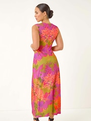 Roman Orange Petite Floral Print Twisted Stretch Maxi Dress - Image 3 of 5
