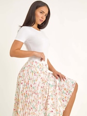 Saia midi plissada com estampa floral Roman Petite - Imagem 1 de 5