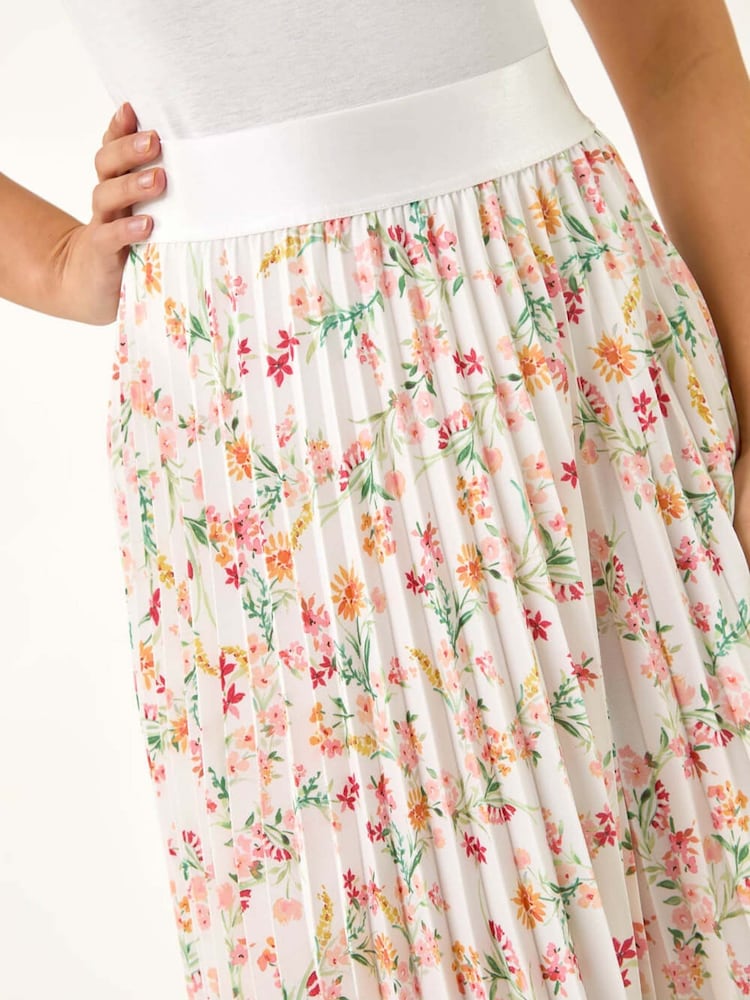 Saia midi plissada com estampa floral Roman Petite - Imagem 5 de 5