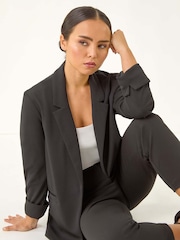 Roman Black Petite Revere Collar Stretch Blazer - Image 1 of 5