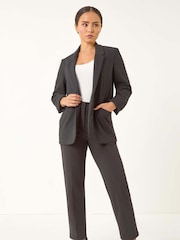 Roman Black Petite Revere Collar Stretch Blazer - Image 2 of 5