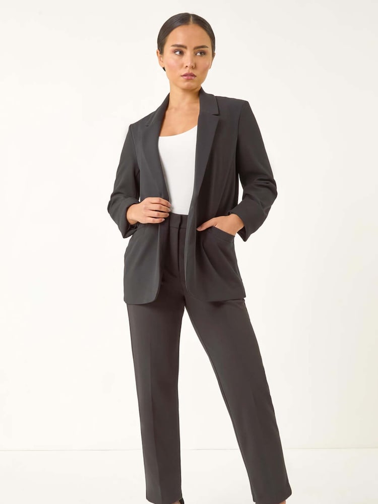 Roman Black Petite Revere Collar Stretch Blazer - Image 2 of 5
