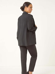 Roman Black Petite Revere Collar Stretch Blazer - Image 3 of 5