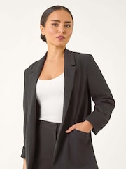 Roman Black Petite Revere Collar Stretch Blazer - Image 4 of 5