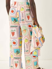 Roman White Fruit Print Tie Waist Stretch Trousers - Image 3 of 5