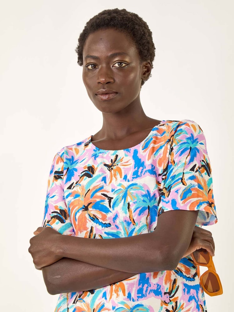Roman Blue Abstract Print Tunic Top - Image 1 of 5