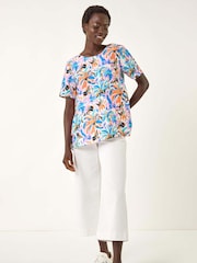 Roman Blue Abstract Print Tunic Top - Image 2 of 5
